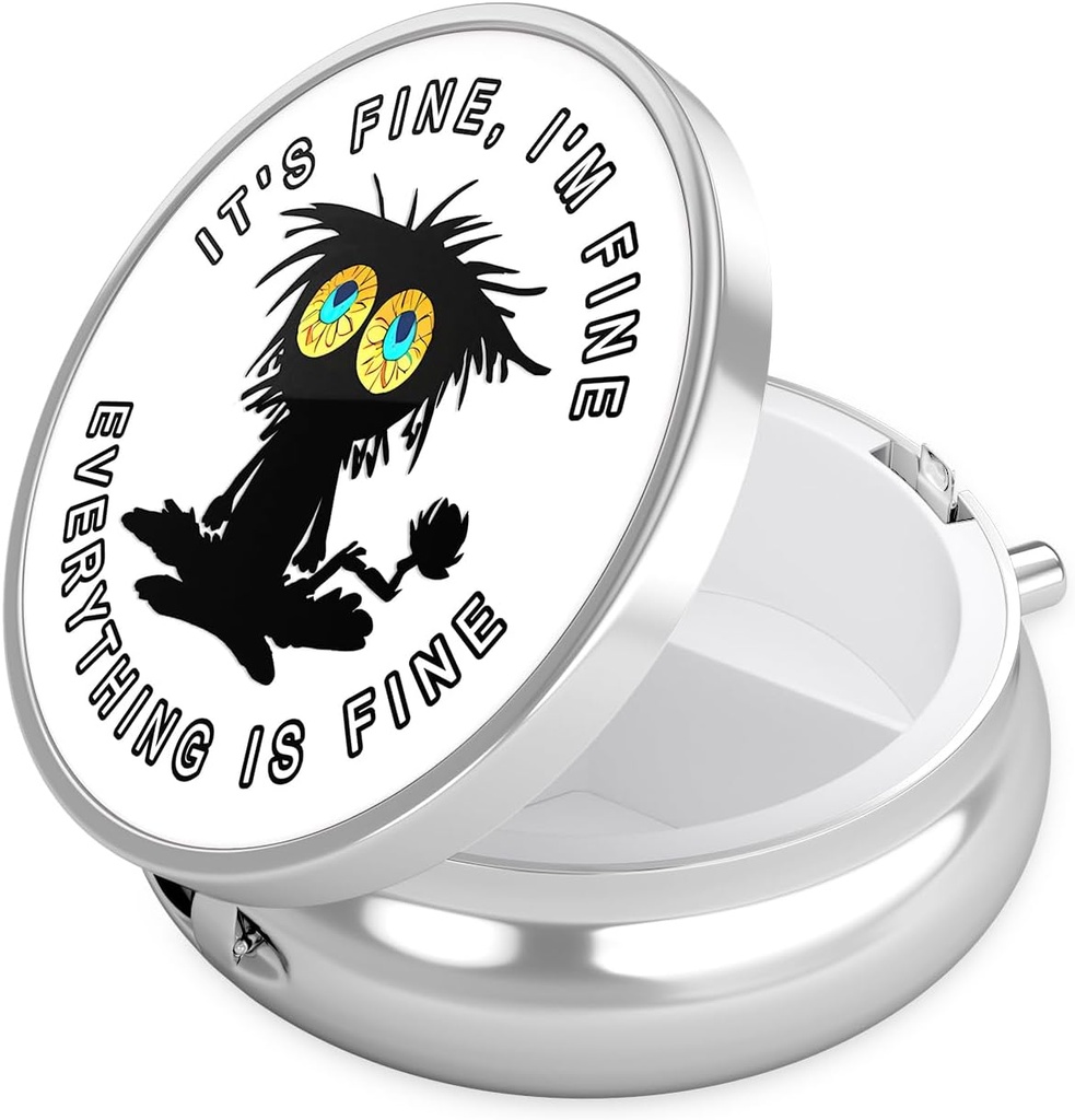 Nipichsha Pill Box, Mały piórnik do torebki i kieszeni, Cute Travel Medicine Organizator, Przenośny pojemnik na leki do przechowywania witamin, Leki, Olej rybny i suplement, Funny czarny kot