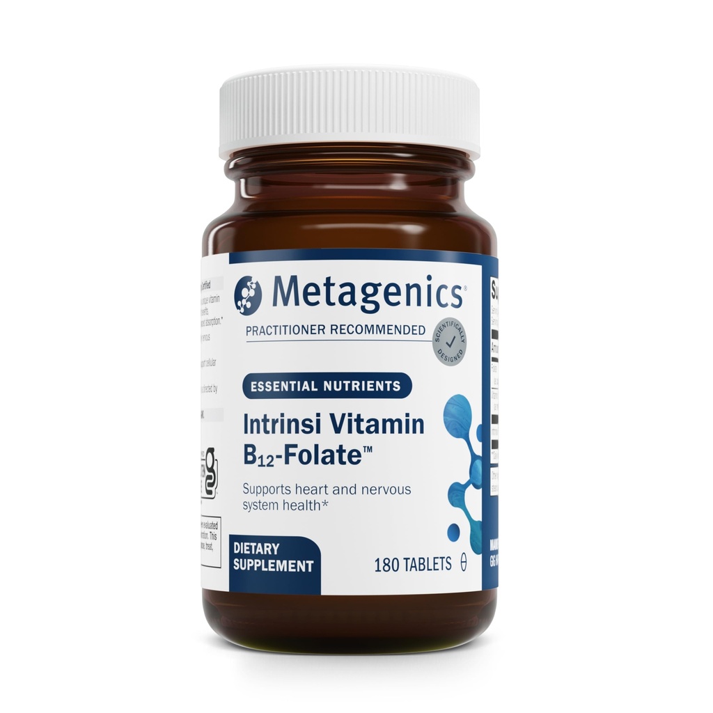 Metagenics Intrinsi Witamina B12- Folan - z Metylokobalaminą, L- 5- MTHF & Intractive Factor - Wspomaga Przetwarzanie Energii, System nerwowy i Heart Health - Nie-GMO & Gluten- Free - 180 Tabletki