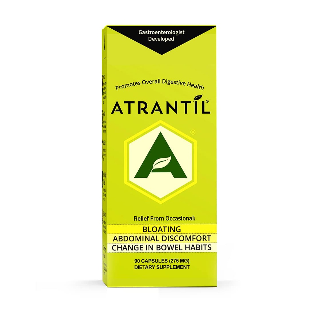 Atrantil 90 Antyoksydant Capsules- Packed Polyfenol dla Bloating and Gas Relief, Abdominal Discomfort, Zaparcia, Biegunka, Postbiotyk, Zmiana w Kąpiel Habits i Codziennie Digestive Health.