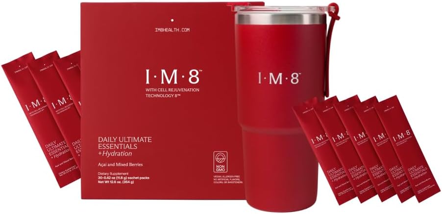 IM8 Beckham zestaw stos, Longevity NAD Supplement & Essentials All- in- One Multivitamin Supplement Powder, for Anti Aging & Total Wellness (30 Służenia, Beckham Stack - Zestaw podróży)