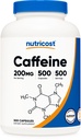 Tabletki kofeinowe Nutricost, 200mg na jedną porcję (500 kapsułek)