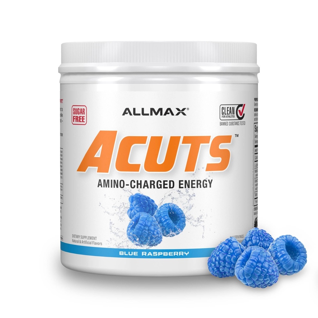 ALLMAX AMINOCUTS Nutrition (ACUTS), AminoCharged napój energetyczny z tauryną, L- Karnityna, Green Coffee Bean Extract, Blue Malina, 36 Służenie