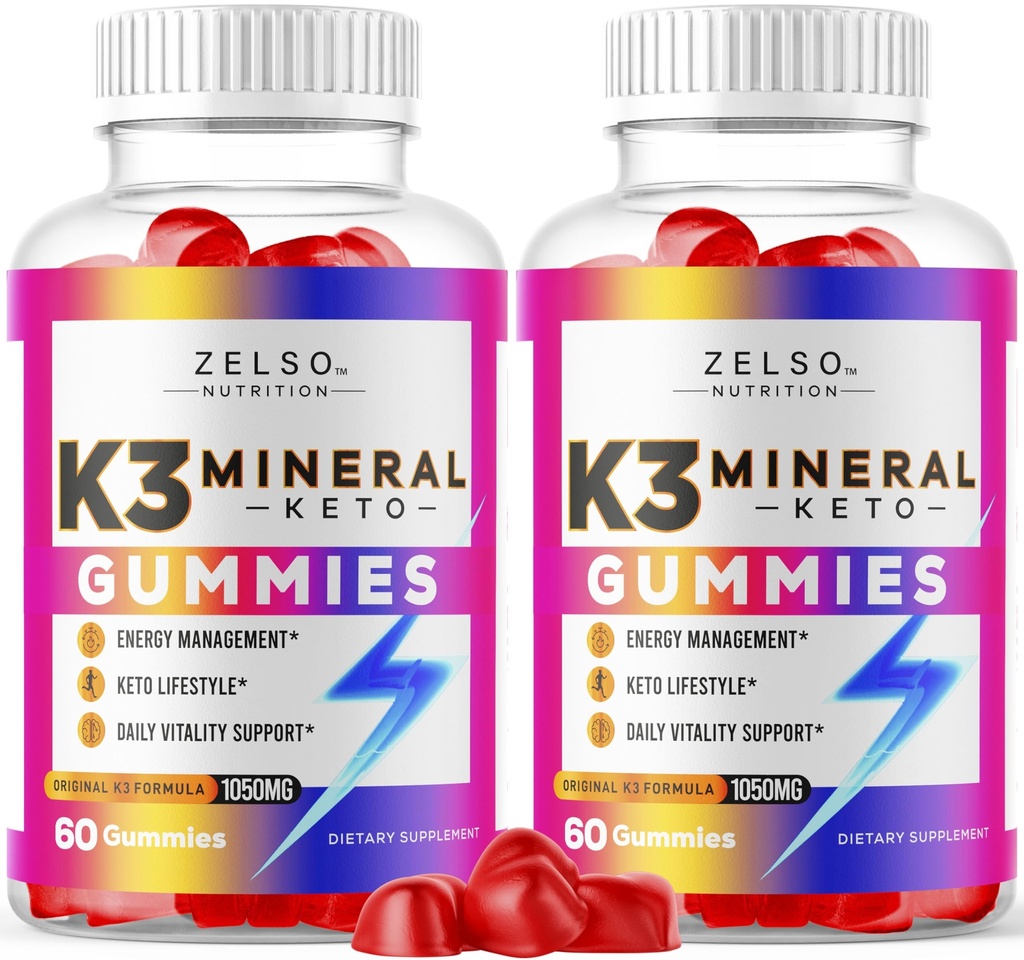 (2 opakowania) K3 Gummeje mineralne Keto - Keto K3 Gummeje mineralne, Gummeje mineralne K3 Gummeje zaawansowane Formuły mineralne - Suplement witaminy K3, Gummeje mineralne Keto ACV K3 - 120 Gummeje mineralne na 2 miesiące