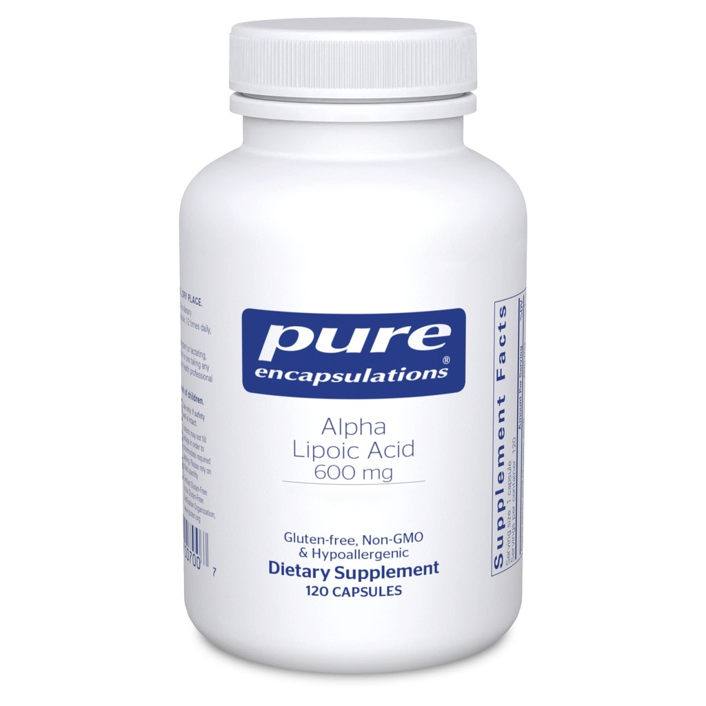 Pure Encapsulations Alpha Lipoic Acid 600 mg - ALA Supplement for Liver Support, Antioksydants, Nerve Health, Cardival Health & Carbohydrate Support - Premium Alpha Lipoic Acid - 120 kapsułki