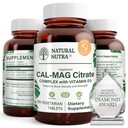 Naturalny Nutra Cal- Mag Citrate z witaminą D3,1000 / 500 mg Complex, Wzmocnienie gęstości kości, Mięśnie i Nerve Zdrowie, Pomoc utrzymanie zdrowe zęby, Wysoko Biodostępne źródła, 100 Wegańskie tabletki