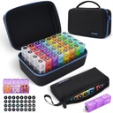 Monthly Pill Organizer 3X a Day with Portable 7- Day Travel Medicine Organising Bag, Big Pill Box z 32 Codzienne Komory, 30 Day Pill Case Medicine Organizer for Witamina, Suplement i Medycyna