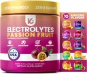 Keppi Electrolytes Powder - Passionfruit Flavor - Nie Sugar Hydration Supplement with Potasu, Magnezu, Sodu - 50 Służenia - Keto, Wegan, Przyjazny do montażu, Zero Calorie Electrolyte Drink