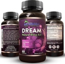 Dream Natural Sleep Supplement for Adult - Relaxing Sleep, Wake Rested - Non Habit Sleep Aid Kapsułki wolne od cukru, Węglowodory - Melatonina, Magnez, 5HTP, L- Theanine, GABA- Non-GMO 60 Pigułki do spania