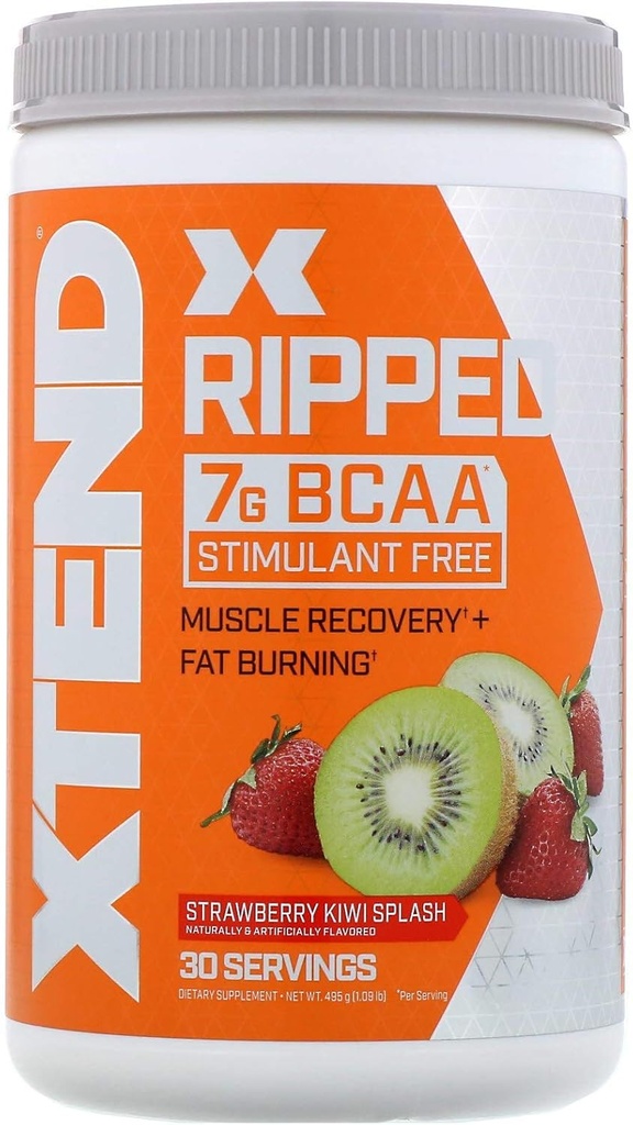 Xtend Ripped BCAA Proszek Truskawka Kiwi 124; Cutting Formula + Sugar Free Post Workout Muscle Recovery Drink z Amino Acids 124; 7g BCAA dla mężczyzn i kobiet 124; 30 Służenie