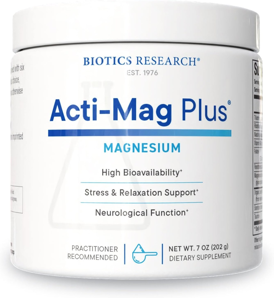 Biotics Research Acti-Mag Plus™ Highly Bioavailable Powdered 400mg Magnesium Formula, 5g / Serving, Optimizes Stress Response, Promotes Relaxation, Healthy Energy Levels, Muscular Comfort 7 Oz