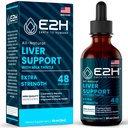 Czystość wątroby Detox & Naprawa - Herbal Liver Support Milk Thistle Supplement - Silymarin Milk Tistle Supplements with Dandelion Root, Chanca Piedra, Turmeric Root & Artichook Extract - 2 Fl Oz by E2H