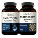 NatureBell Magnezu Glicynian Kapsułki 500mg & Advanced Electrolyte Hydration Pills Pack Bundle 124; Chelated & Oczyszczony minerał 124; Szybkie Hydrating Keto Electrolytes