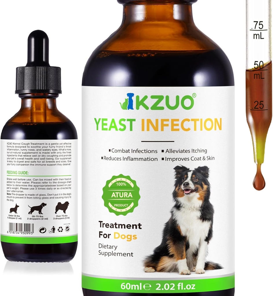 Natural Yeast Infection Treatment for Dogs - Skuteczne leczenie zakażenia ucha psa & ulga alergia, zmniejsza zapalenie płuc, łagodzi swędzenie, zwalcza zakażenia, poprawia Coat & Skóra