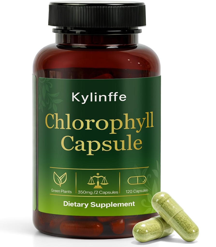 Chlorophyll Capsules for Deodorant, Body Odor, Breath Freshness & Digestive Comfort, Internal Deodorant Chlorophyll Pills for Women & Men, Gluten-Free, Non-GMO, GMP, 120 Vegan Capsules