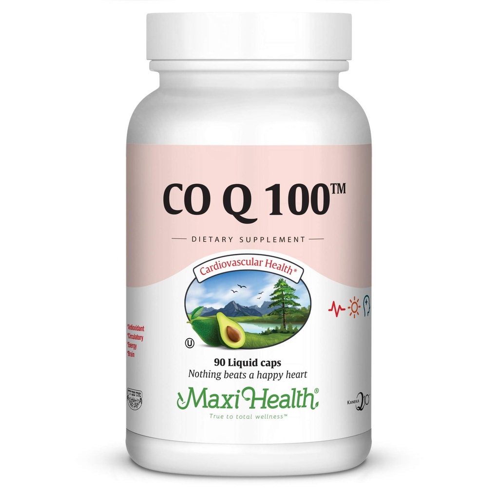 Maxi Health COQ10 100 mg kapsułki - 100 mg Koenzym Q10 do Serca i Wsparcia Energetycznego - Kosher Certified CO Q 10 Supplement - Non-GMO and gluten- Free Heart Health Supplements - 90 Kapsułki płynne