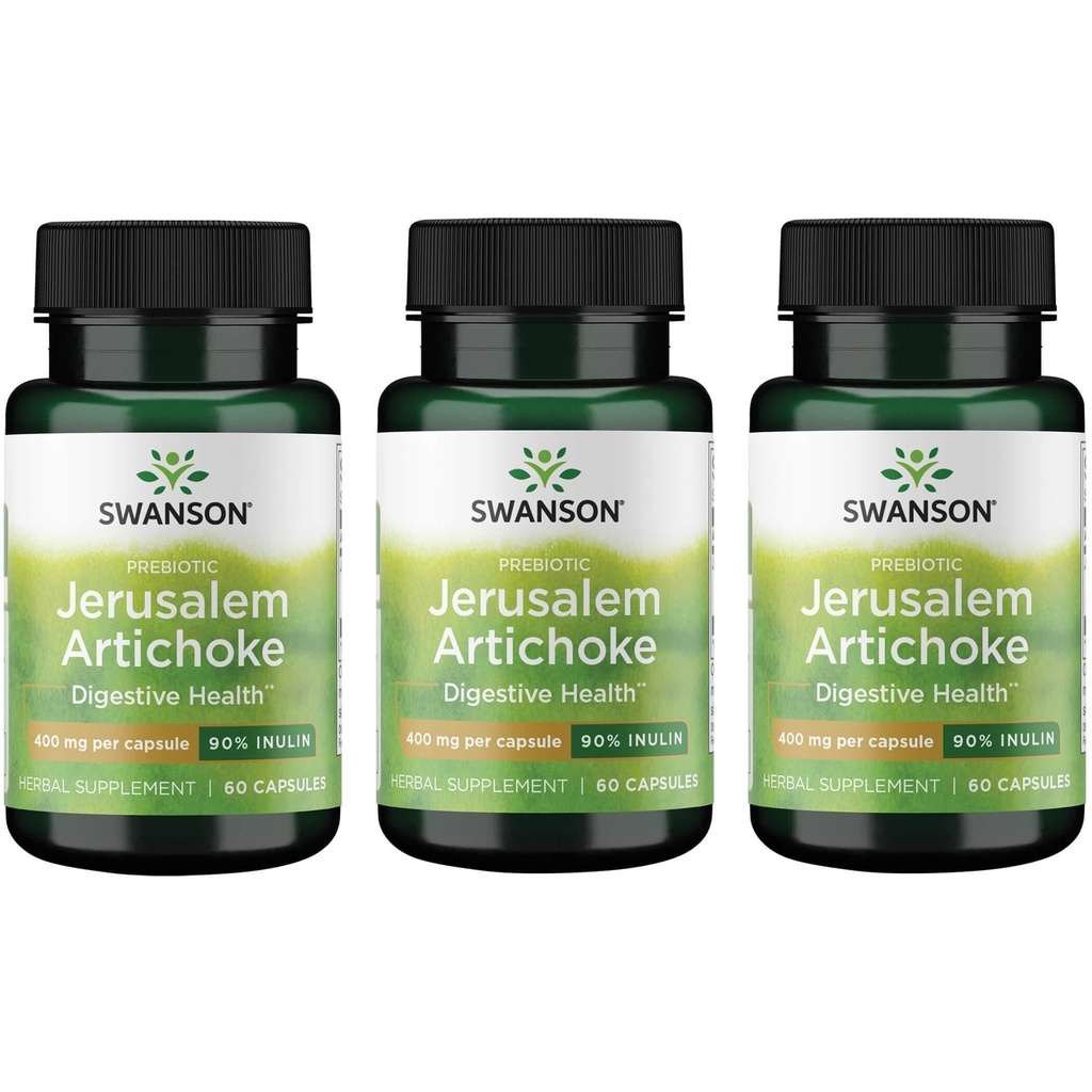 Swanson Prebiotic Jerusalem Artichock - 90% Inulina 400 mg 60 Caps (3 opakowania)