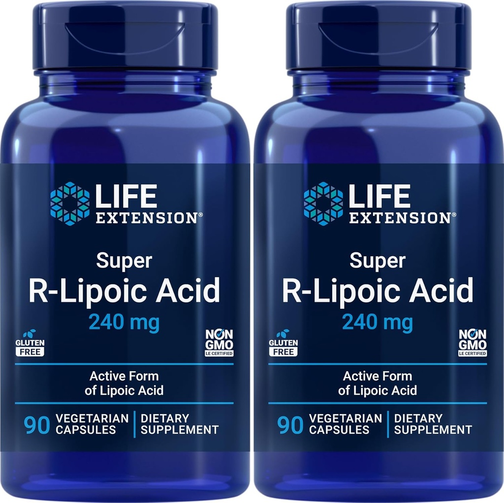 Wydłużenie życia Super R- Lipoic Acid 240mg, 90 Kapsułek Veg (Opakowanie po 2)
