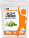 BulkSupplements.com Bacopa Extract Powder - Bacopa Monnieri Supplement, Herbal Supplement - Vegan & Gluten Free, 500mg na jedną porcję, 1 kg (2,2 kg) (opakowanie po 1)