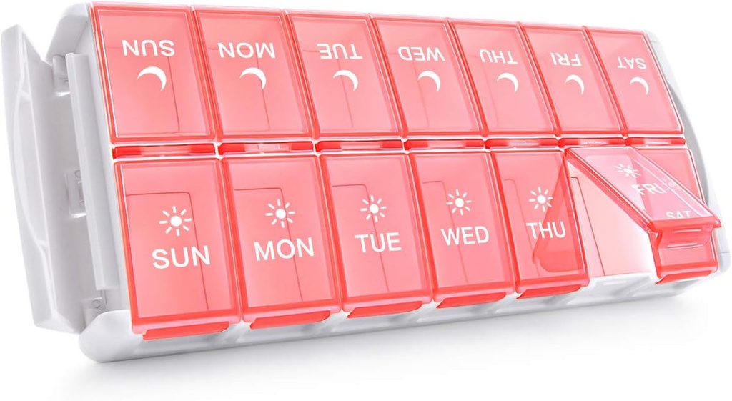 TookMag Weekly Medicine Organizer 2 razy dziennie, Easy Fill AM PM Pill Box, Duża pojemność Quick- Refill 7 dni Pill skrzynie na tabletki / Witamina / Olej rybny / Suplementy (Patent Zarejestrowany)