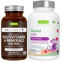 Multivitamin & Minerals for Means + Advanced Kids Multivitamin Gummy Vegan Bundle, with Methylled B- Vitamin, Witamina A, C, D3 & E, Clean Label, 60 Tablets + 90 Berry Flavor Gummies, by Igennus