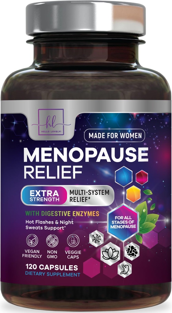 Menopauza Suplementy dla kobiet z Dong Quai, Chaste Berry, Black Cohosh, 8 Miliard CFU Probiotyki - Hot Flash Night Sweats & Menopauza Relief Probiotic dla Vaginal, Digestive Health - 120 Kapsułki