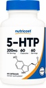 Nutricost 5- HTP 200mg, 60 Kapsułki wegetariańskie (5- Hydroksytryptofan) - Non-GMO & Gluten Free