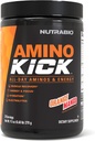 NutraBio Amino Kick - BCAA Proszek z naturalną kofeiną - Amino Acids Supplement for Energy, Hydration & Recovery - BCAA, Electrolytes & Amino Acids - Orange Mango, 30 Servings