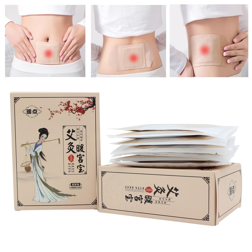 Portable Herbal Heating Patch for Menstrual Discomfort, Moxibustion Heat Therapy Patches for Period, Disposable Warm Patch for Weak & Normal Flow(8 Count)