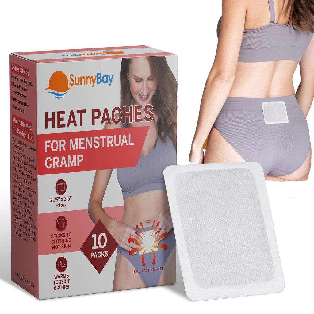 SunnyBay Heat Patches for Menstrual Cramp, 2.75x3.5 inch, 10 Count