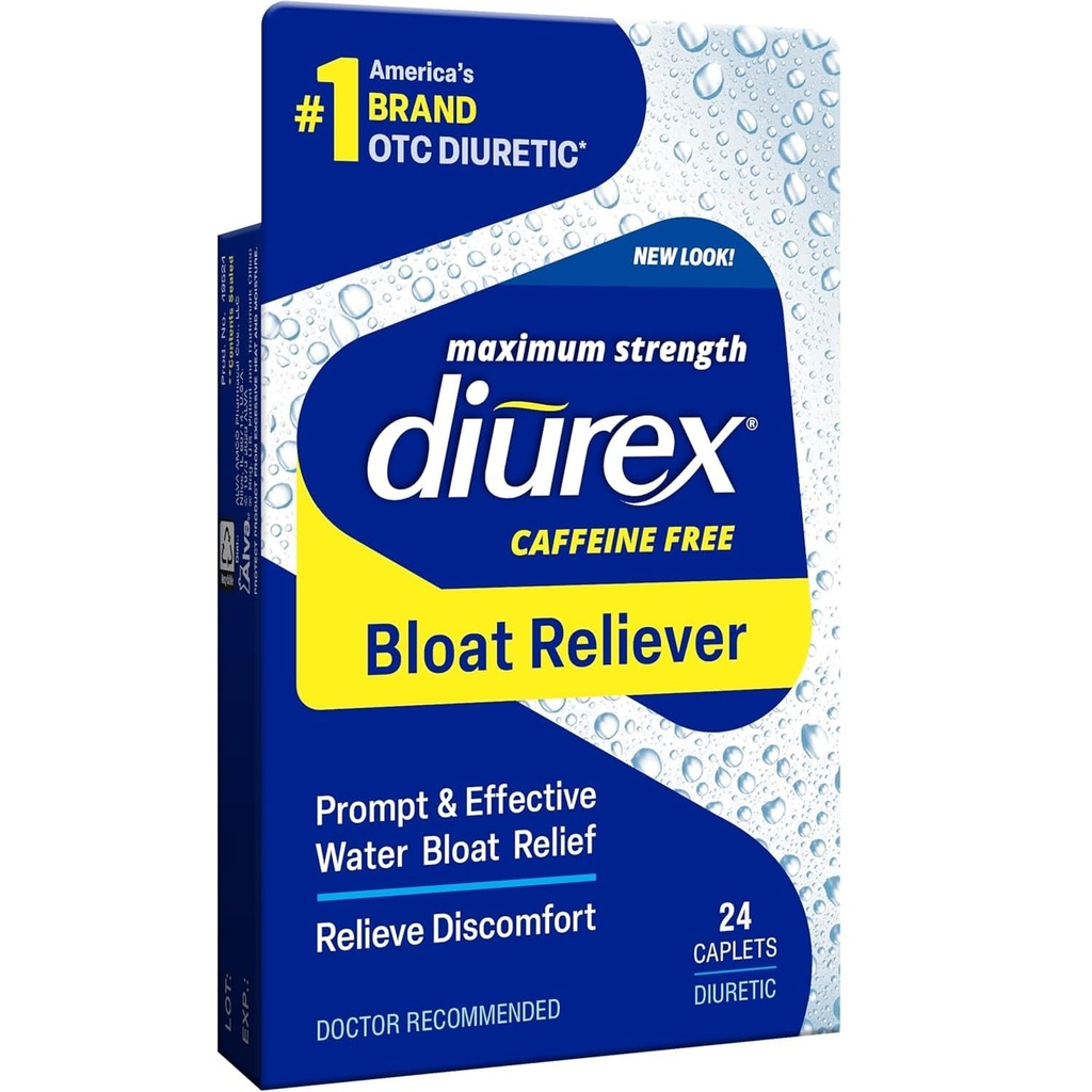 Diurex Max Water Caplets Caffeine Free - 24 Caplets, Pack of 3