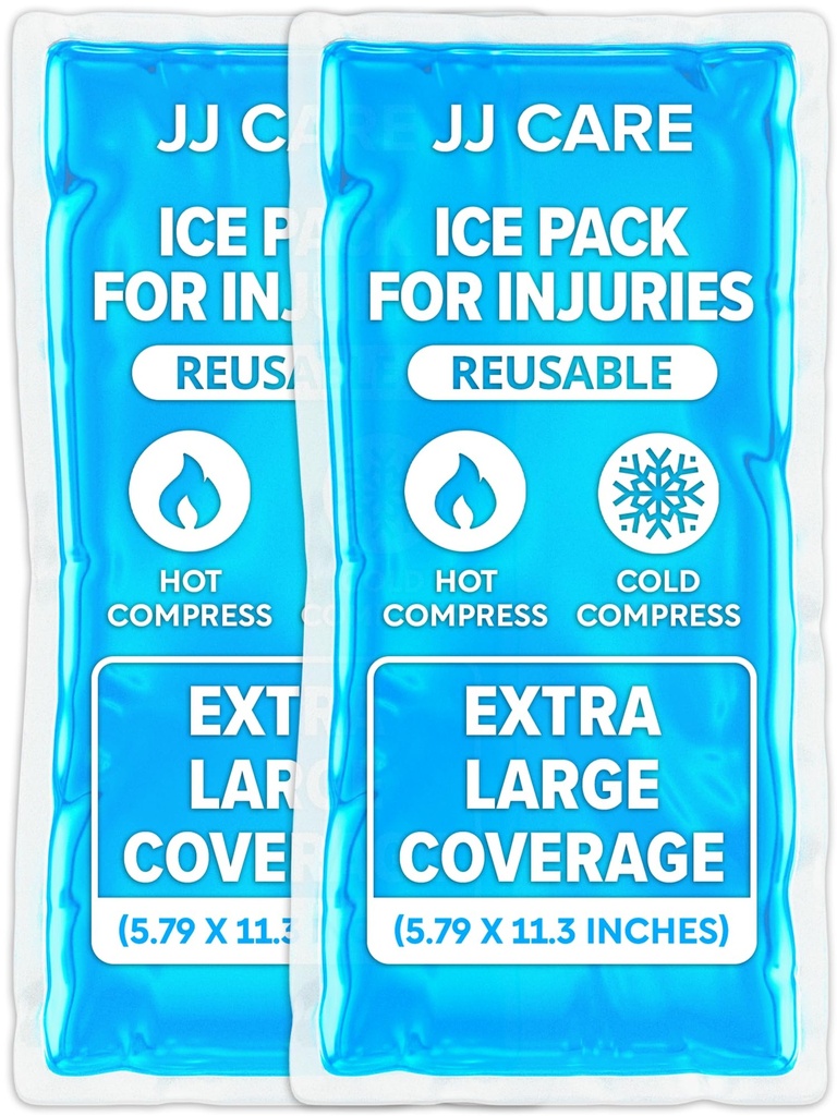 Ice Packs for Injuries Reusable (Pack of 2, XL) - Gel Ice Packs Reusable - Soft Ice Pack for Injuries with Wrap - Flexible Therapy, for Knee, Back, Neck, Wrist, & Ankle