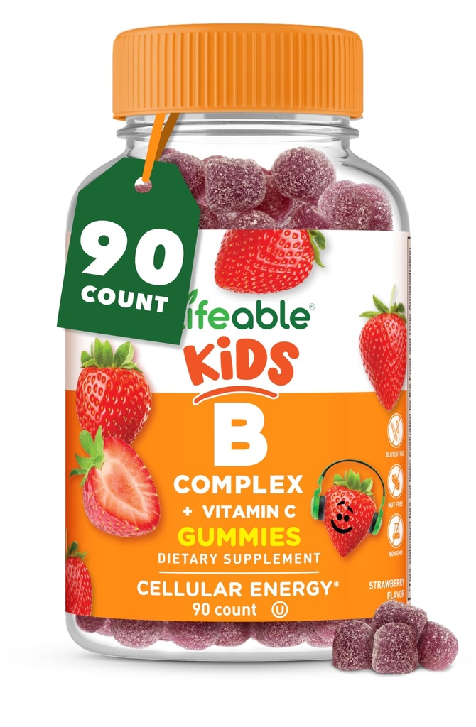 Żywy kompleks witaminy B dla dzieci 124; z VIT C 124; Great Tasting B Complex Gummies Xi124; Vegan Kids B Complex Xi124; Energia i wsparcie Nerve 124; 90 Gummies