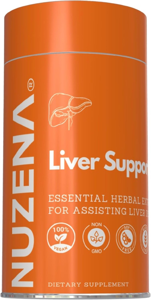 Nuzena Liver Support +, Milk Thistle Silybum Marianum, Turmeric, Dandelion Root & Artichook Extract with Esential Vitamin, Pack of 60 Liver Health Support Capsules, Made in USA