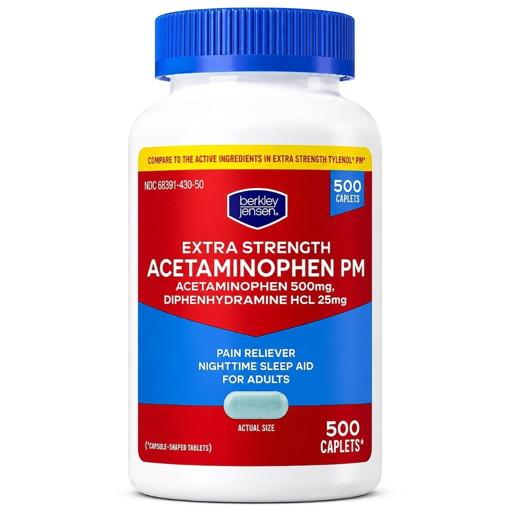 berkley jensen Extra Strength Acetaminophen PM Caplets, 500 ct.