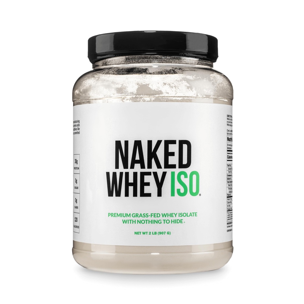 Naked Whey Isolate Protein - Tylko 2 Składniki, 30g Grass- Fed Protein, Zero Carb, Unflavored, Undenatured, Non-GMO, No Soy, Gluten- Free, Brak środków konserwujących - 28 Sługi