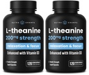 NutraChamps L- Theanine 200mg kapsułki, Duble- Siła L- Theanine Płyn z witaminą D3, Organiczny olej kokosowy, 120 Kapsułek wegańskich (opakowanie po 2)