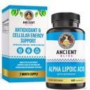 Ancient Bliss Alpha Lipoic Acid Supplement, Antioksydant and Energy Supplement, ALA Supplement with Bioperine, No gluten and Soy, 600mg per Serving, 60 Vegan Capsules