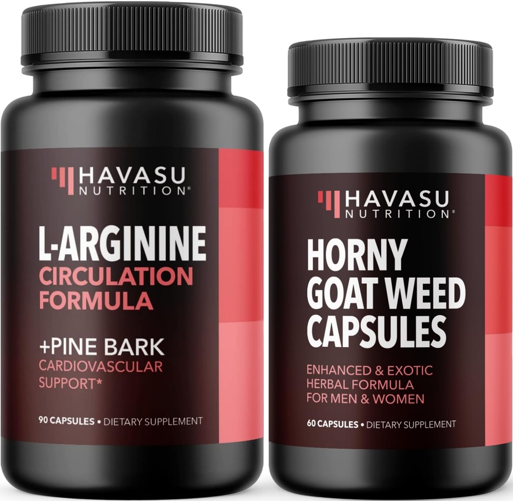 HAVASU NUTRITION Horny Goat Weed Capsules for Men & Women (30 Servings) & French Maritime Pine Bark Extract Capsules (30 Servings)