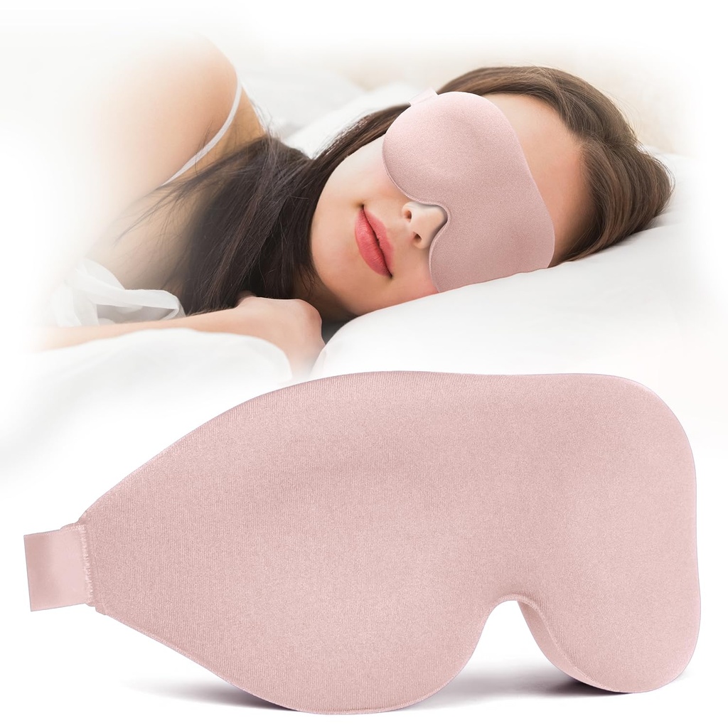 NEWVANGA Sleep Mask for Back and Side Sleeper, Travel Eye Cover, Pink