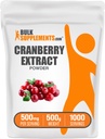 BulkSupplements.com ekstrakt żurawinowy proszek - proszek smakowy żurawinowy, sourced from Vaccinium Macrocarpon Fruit - Vegan & Gluten Free, 500mg per Serving, 500g (1,1 lbs) (opakowanie po 1)