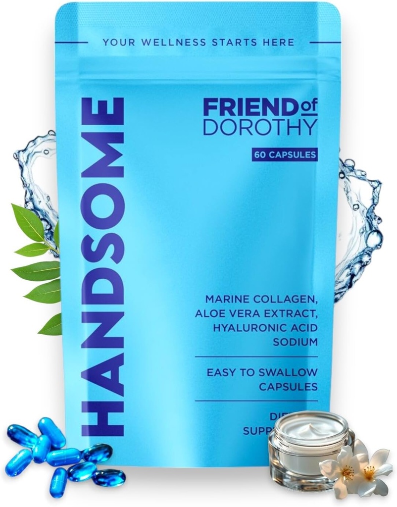 Przystojny, Marine Collagen Tablets Wzmocnione Aloe Vera, Zhydrolizowane Kolagen Suplementy dla mężczyzn, 60 Kapsułki na Pouch