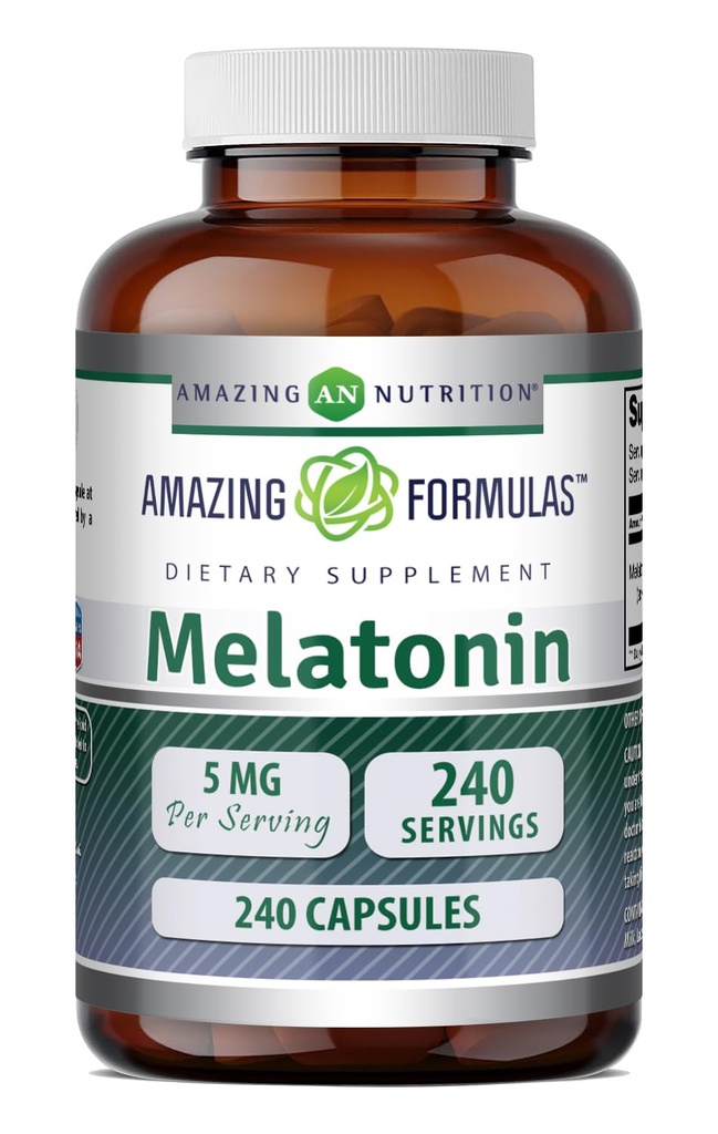 Amazing Melatonin Supplement Equipment 124; 5 Mg Per Serving Equipment 124; 240 Kapsułki Equipment 124; Non-GMO Equipment 124; Gluten Free Equipment 124; Made in USA