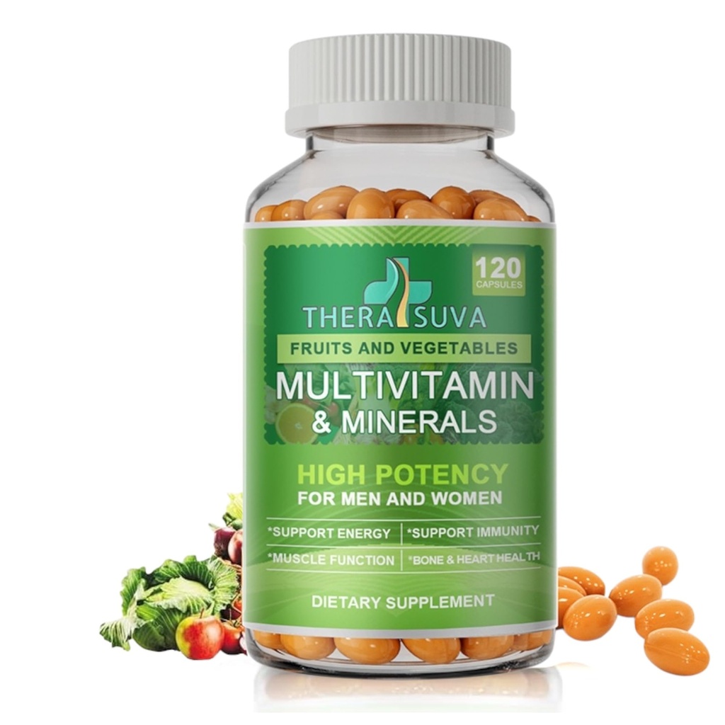 Wszystkie naturalne Multivitamin & Minerals + B Complex + Wapń + Magnez + Cynk, 100% Vegan Sourced Whole Food Supplement, Kompletne wsparcie żywieniowe dla mężczyzn i kobiet- 120 Kapsułki, 60 Day Supply