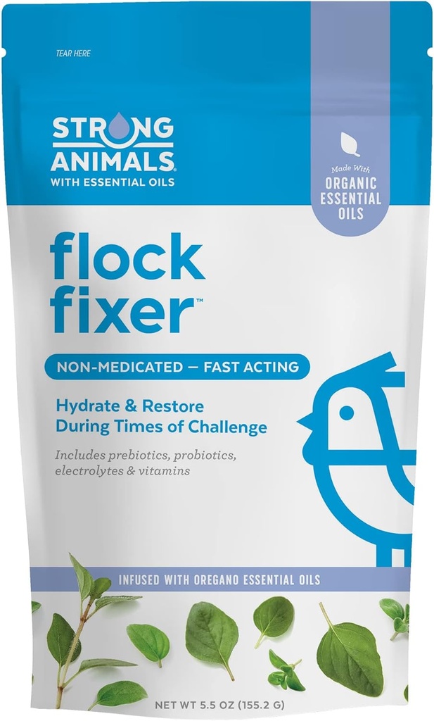 Flock Doctor - Wspiera odporność kurcząt podwórkowych w czasie trwania wyzwania, Zawiera olejki organiczne Oregano Esential Oils (5.5 oz. Pouch)