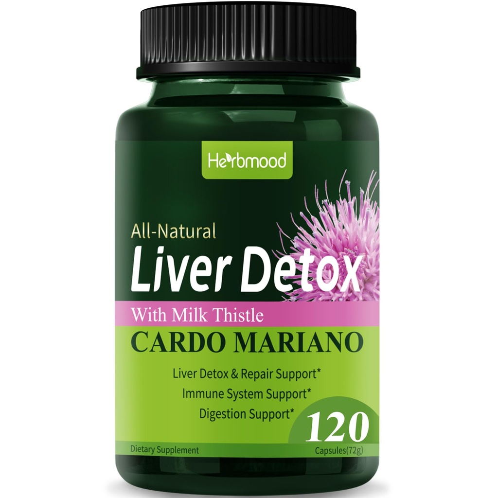 Silymarin Milk Thistle Liver Detox Kapsułki dla wątroby tłuszczowej, Alcachofa y Cardo Mariano con Silimarina para el Higado Graso, Liver Cleanse Detox & Repair Formula w / Artiduck Extract. 120Count