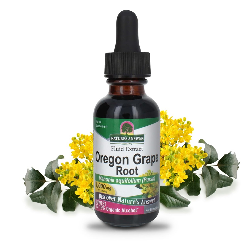 Natura 's Response Oregon Grape Root z niskoorganiczno-alkoholowy 1oz Extract Description 124; Wsparcie ogólne Wellness 124; Wegan, Non-GMO, Gluten Free, Kosher Wolna 124; Single Count