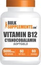 BulkSupplements.com Witamina B12 5000 mcg Softgels - jako cyjanokobalamina, witaminy B12 Suplementy, dla wsparcia energetycznego - Gluten Free, 1 Softgel per Serving, 60 Count (Pack of 1)