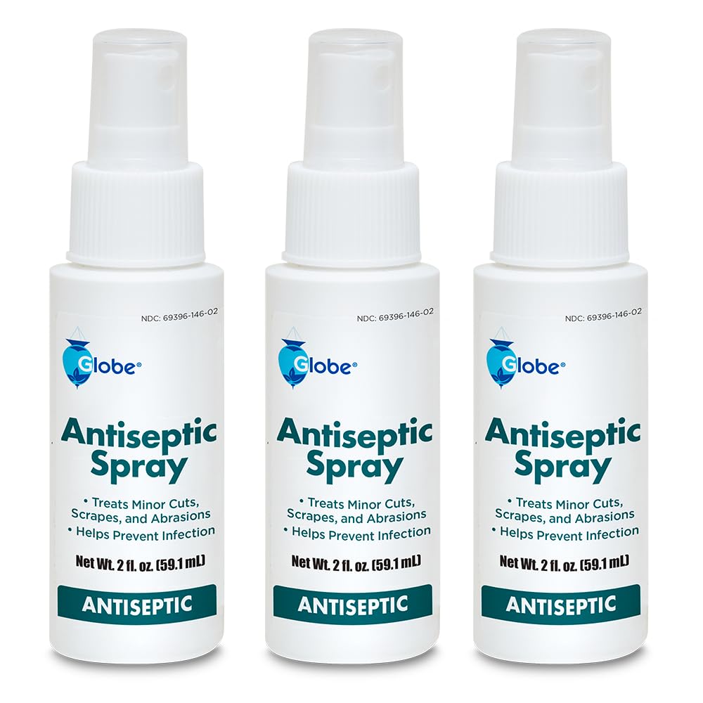 Globe Antiseptic Spray, Benzalkonium Chloride, 3 Pack, 2 oz Bottles