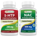 Najlepsze naturalne 5- HTP 200 mg & NAC - N Acetylo Cysteina 600 mg