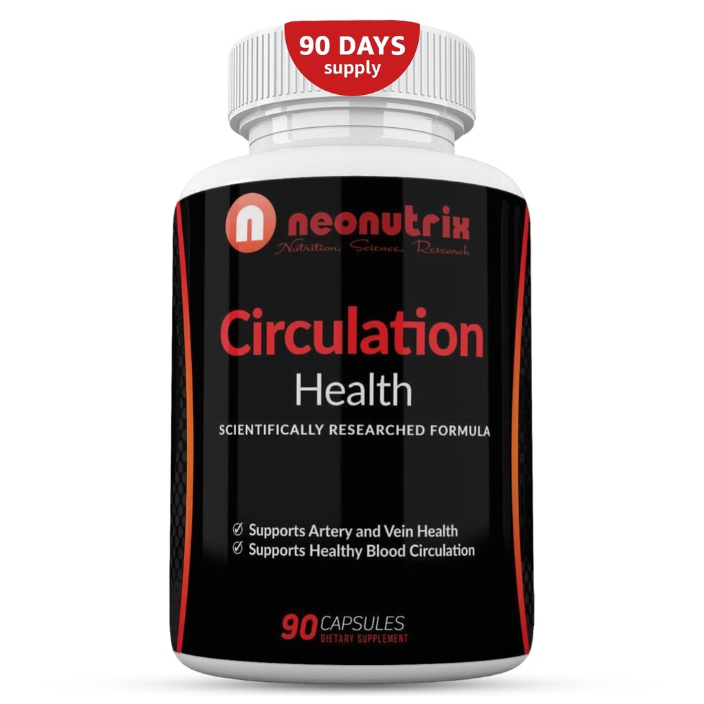 Suplement do układu krążenia krwi dla zdrowia Vein & Artery Health - L- Arginina, Ginger Root, Hawthorn & Diosmin Suplement do układu sercowo-naczyniowego - Natural Circulation Supplements - 90 Kapsułki Neonutrix